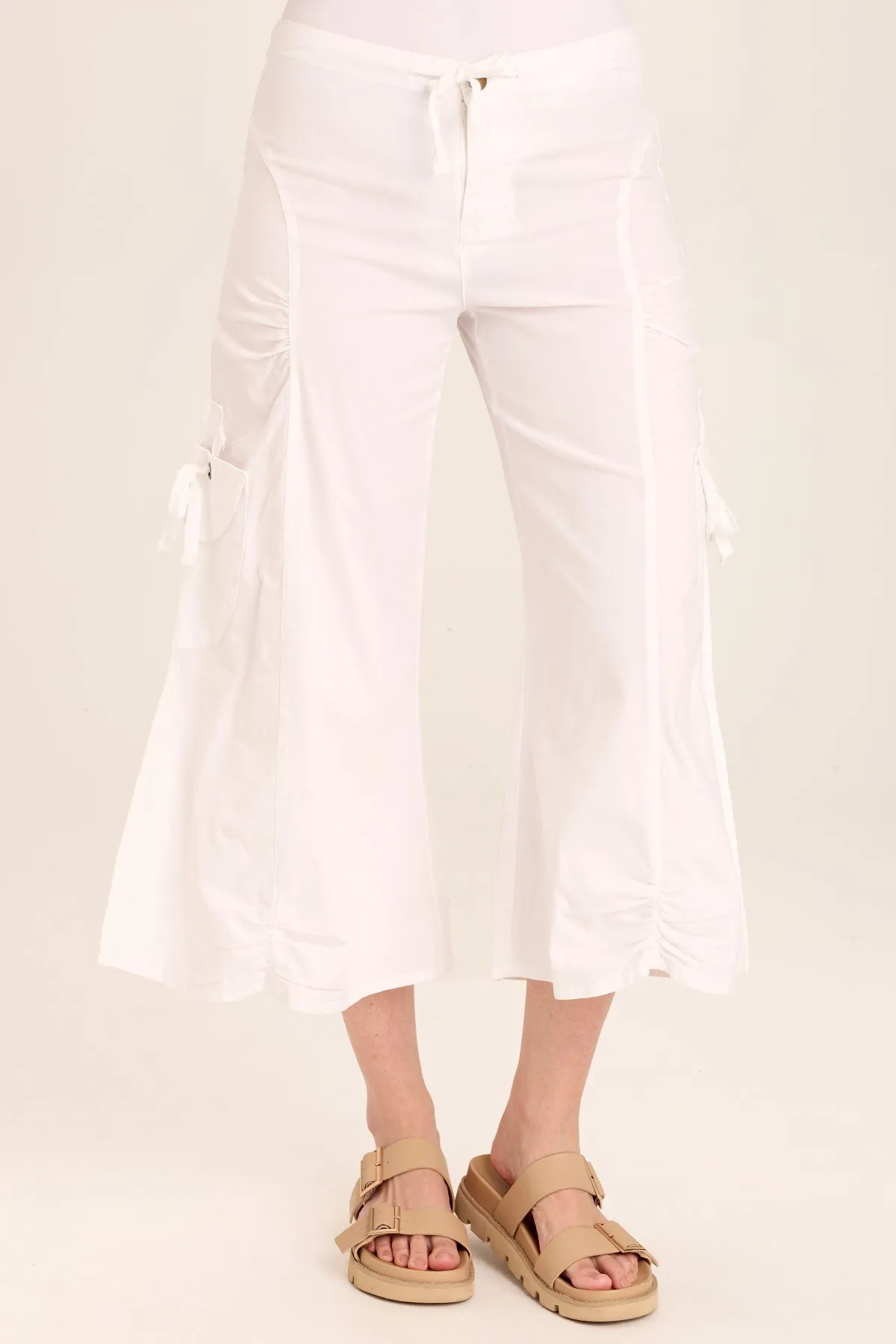 Split Wide-Leg Cargo Gaucho Crop