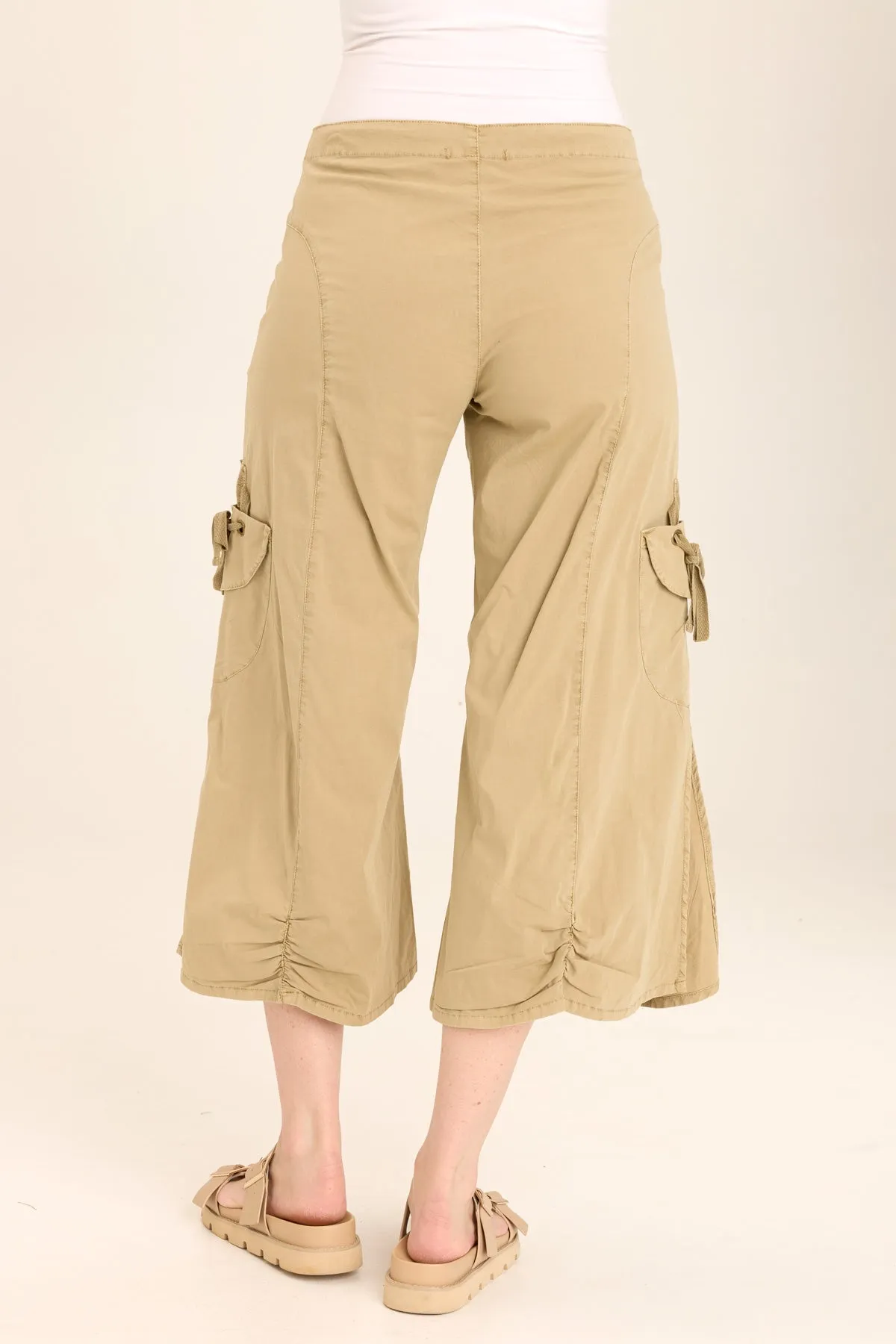 Split Wide-Leg Cargo Gaucho Crop