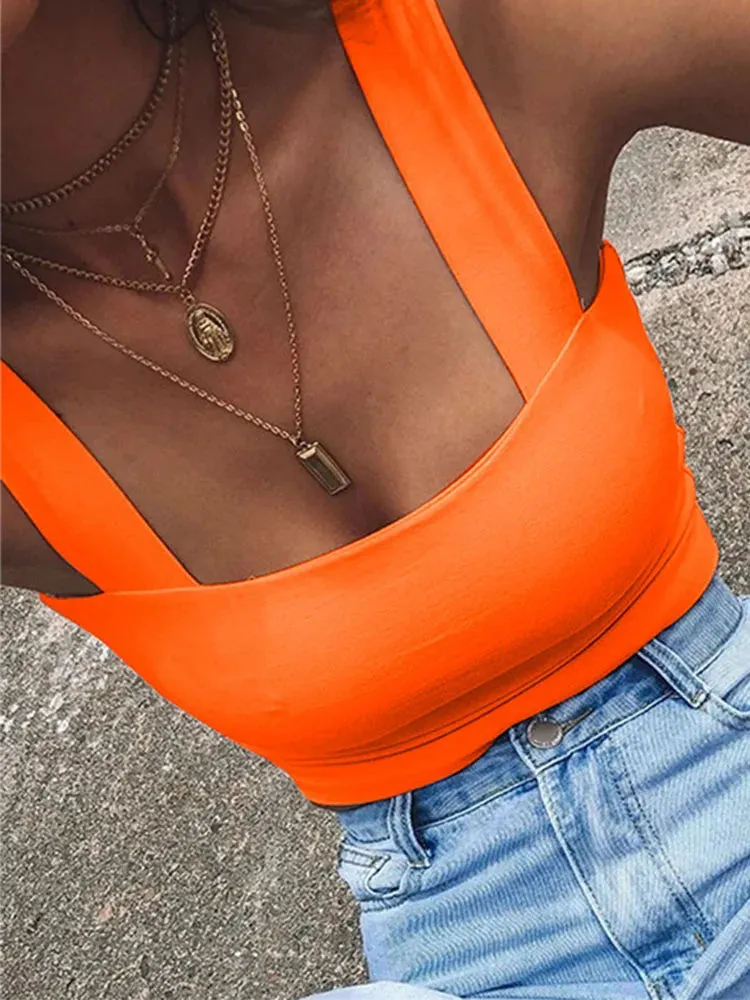 Square Neck Crop Top | Casual Basic T-Shirt