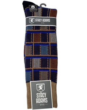 Stacy Adams Plaid Dress Socks - Blue & Brown