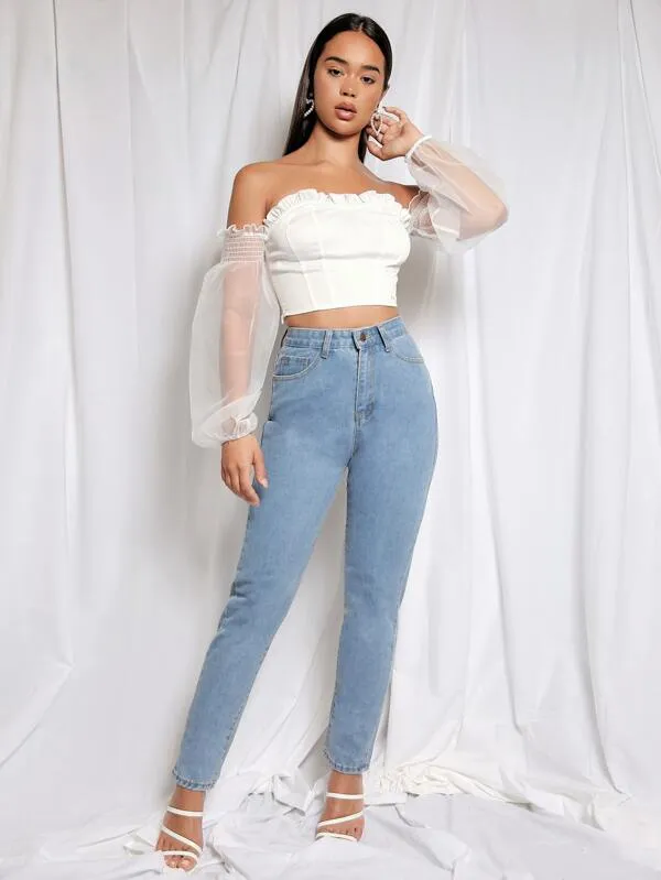 Star Off Shoulder Crop Top