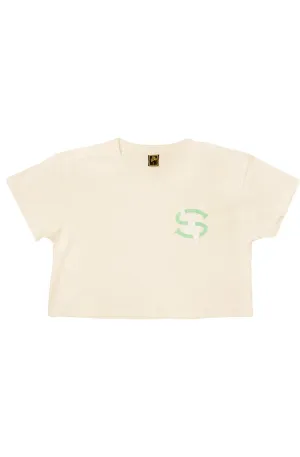 Stay Winning Cream/Green Crop Top Tee