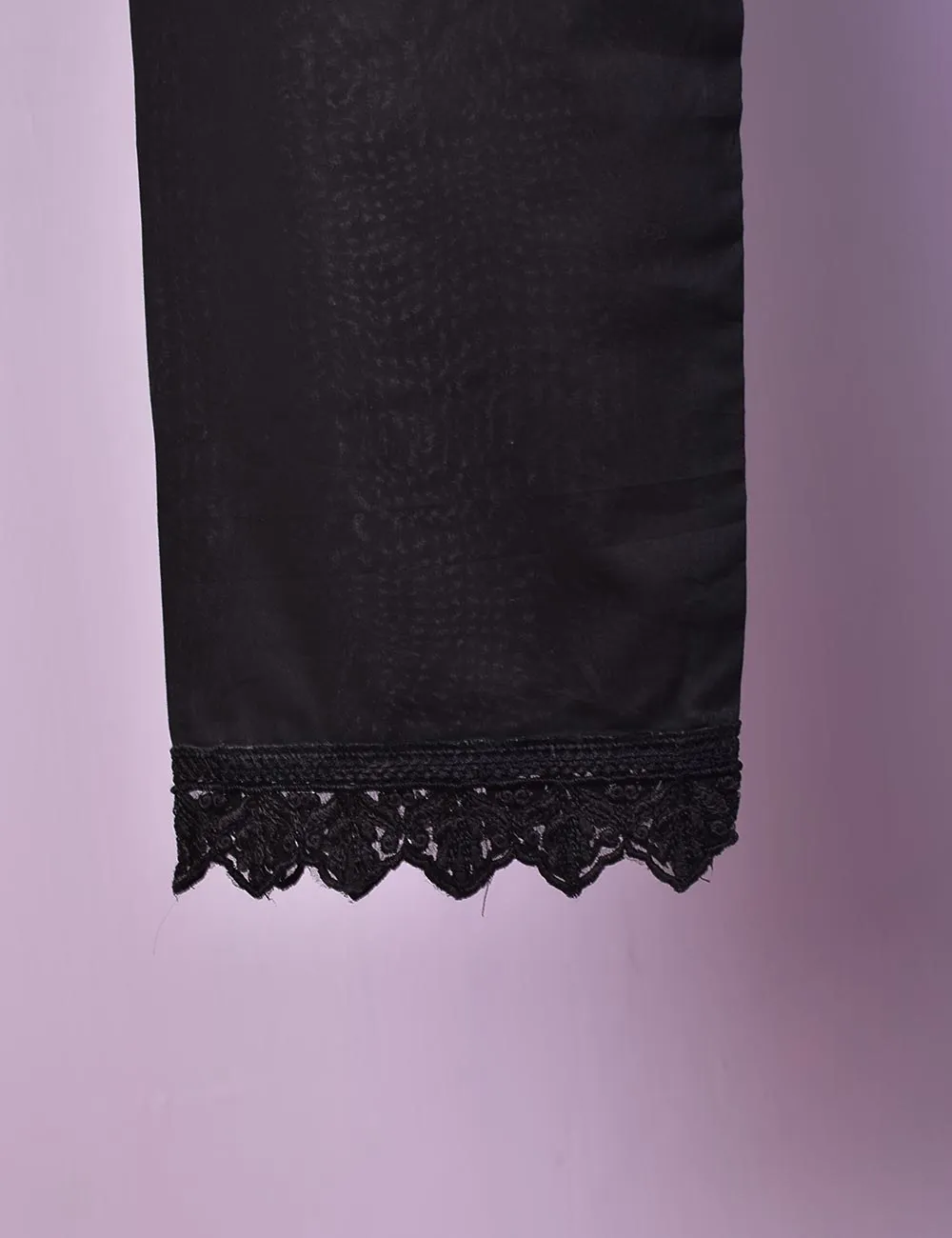 Stitched Cotton Trouser With Embroidered Bottom - Fancy Pants (CT-13-Black)