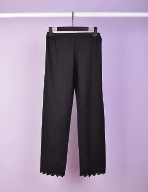 Stitched Cotton Trouser With Embroidered Bottom - Fancy Pants (CT-13-Black)