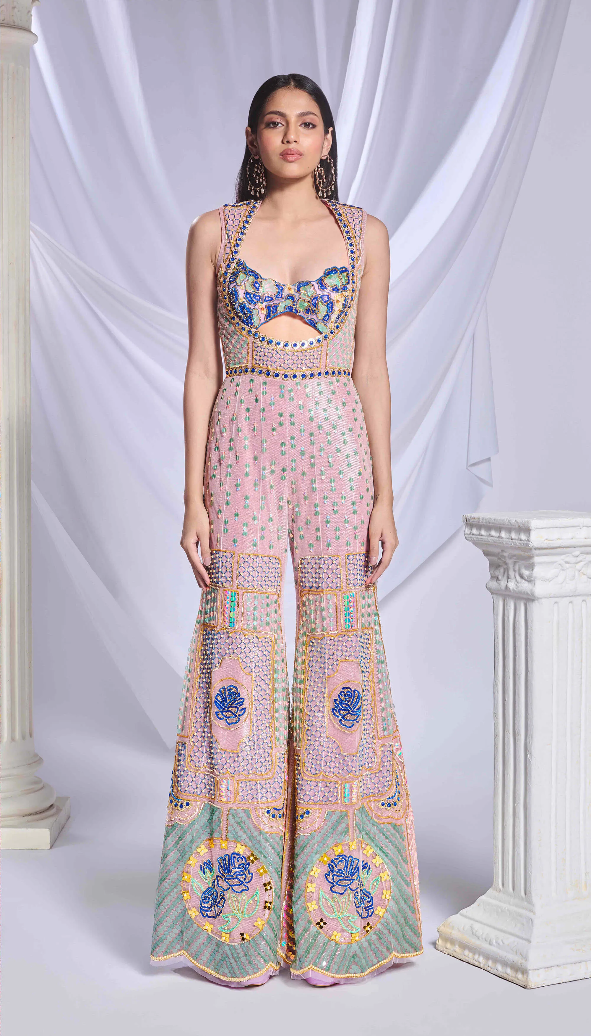 Story of sequence pink jumpsuit