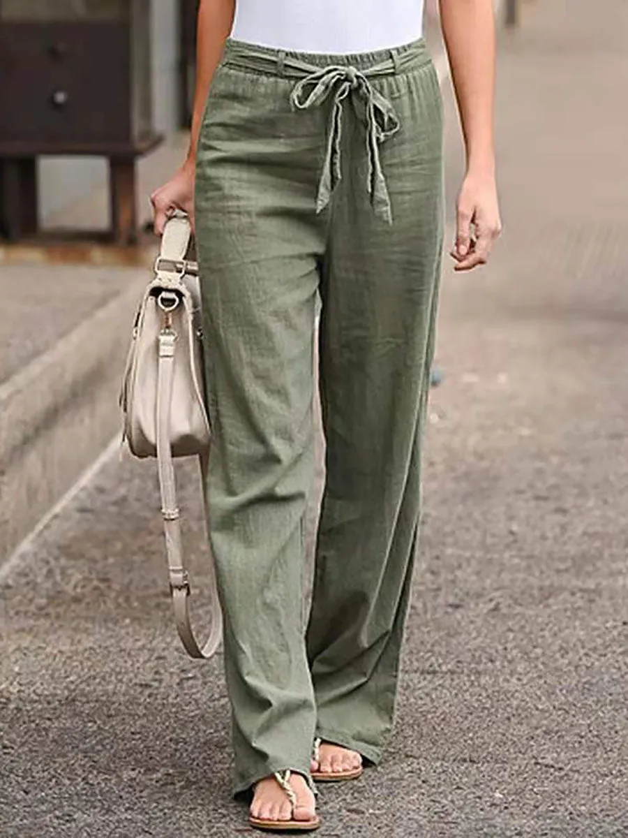 Stunncal Solid Color Cotton Linen Pants(6 colors)