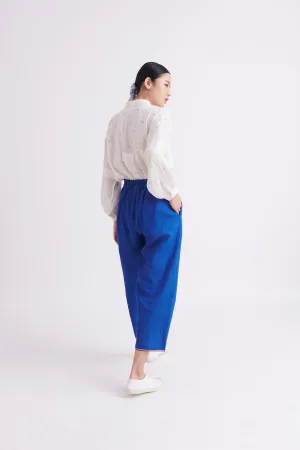 summer shirt linen silk blue polka-SS2025-26-fashion edit-the plavate