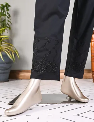 Super Quality Polyester Cotton Embroidered Stitched Trouser - (STC-01C-Black)