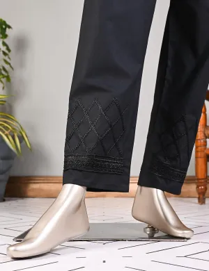 Super Quality Polyester Cotton Embroidered Stitched Trouser - (STC-02A-Black)