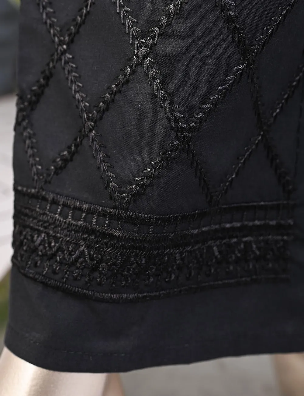 Super Quality Polyester Cotton Embroidered Stitched Trouser - (STC-02A-Black)
