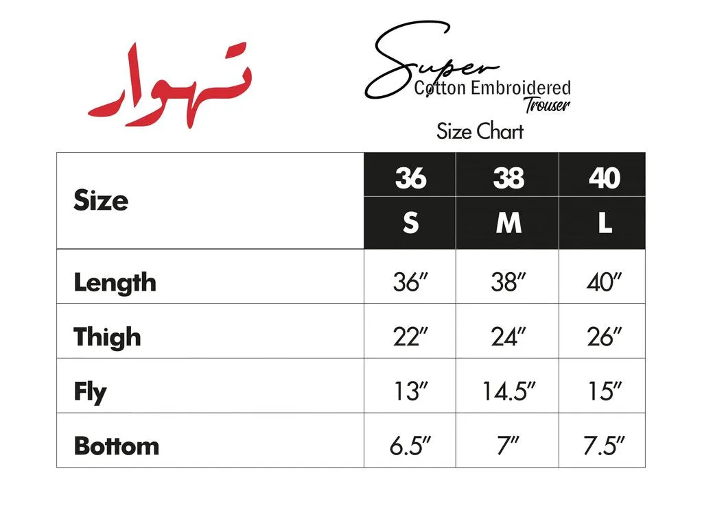 Super Quality Polyester Cotton Embroidered Stitched Trouser - (STC-02D-White)