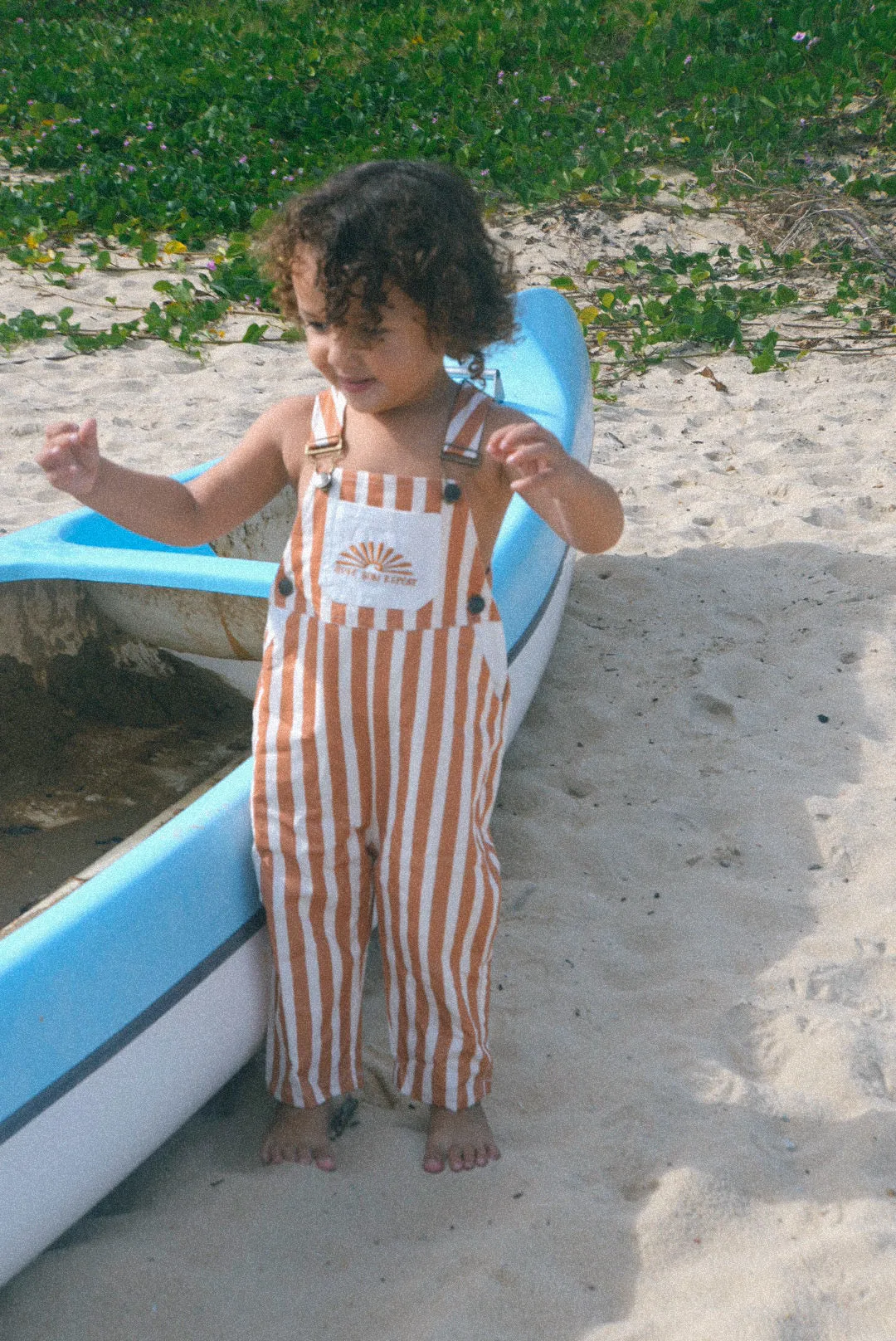 Surf sun repeat everyday striped canvas dungaree - Brown