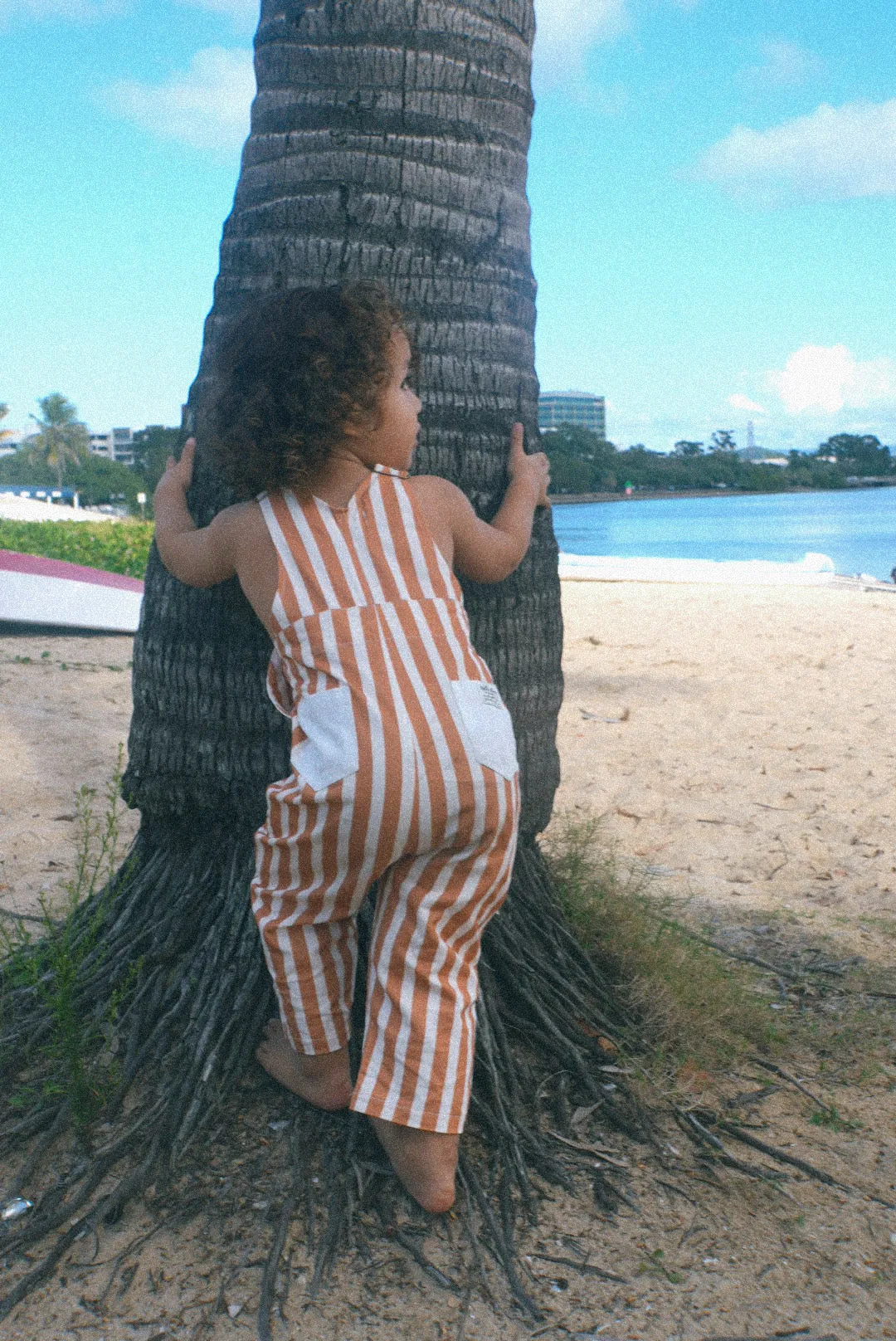 Surf sun repeat everyday striped canvas dungaree - Brown