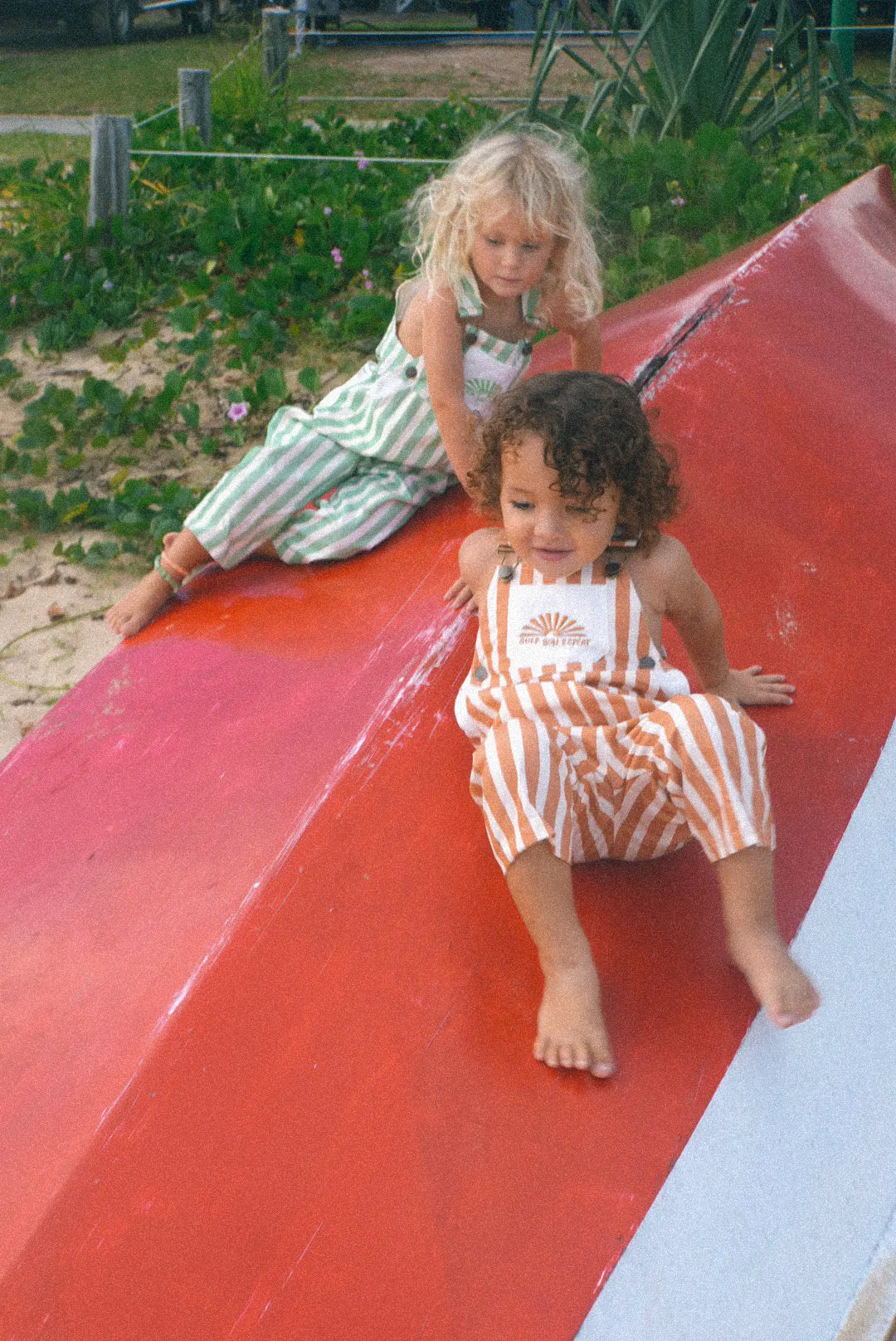 Surf sun repeat everyday striped canvas dungaree - Brown