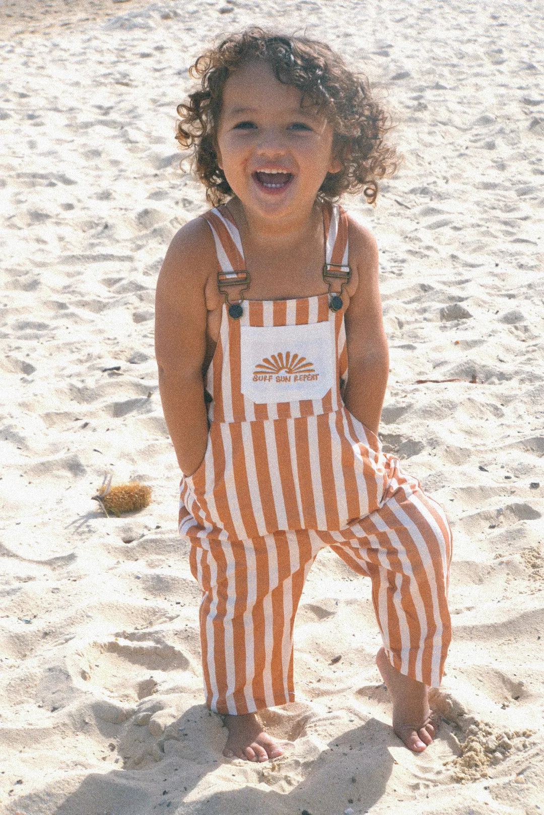 Surf sun repeat everyday striped canvas dungaree - Brown