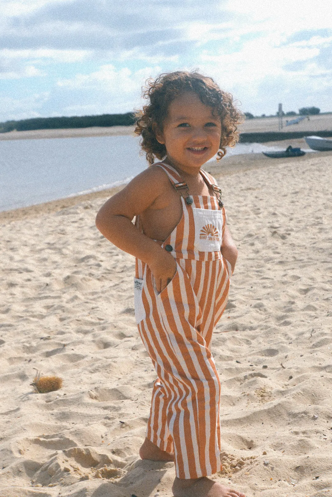 Surf sun repeat everyday striped canvas dungaree - Brown