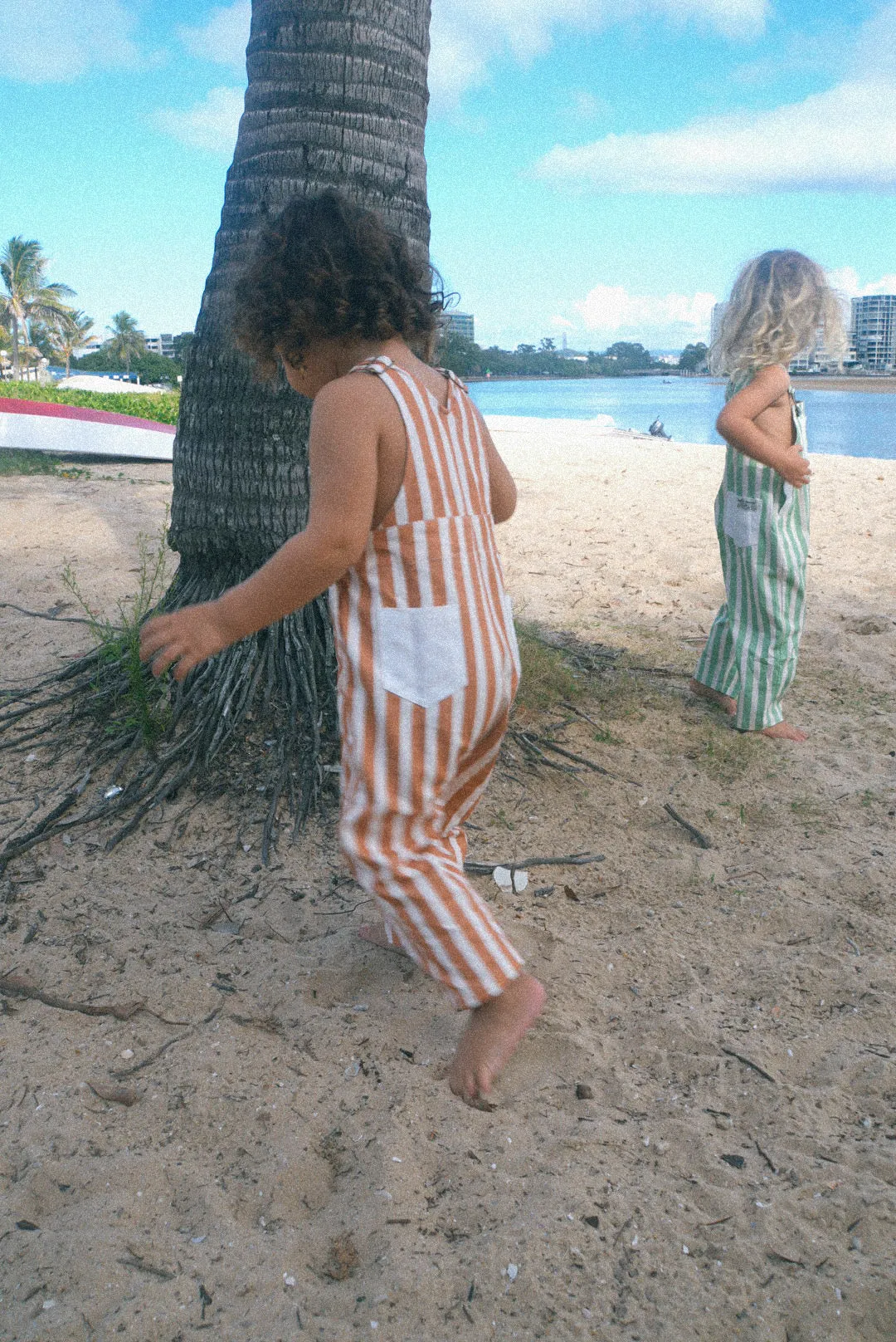Surf sun repeat everyday striped canvas dungaree - Brown