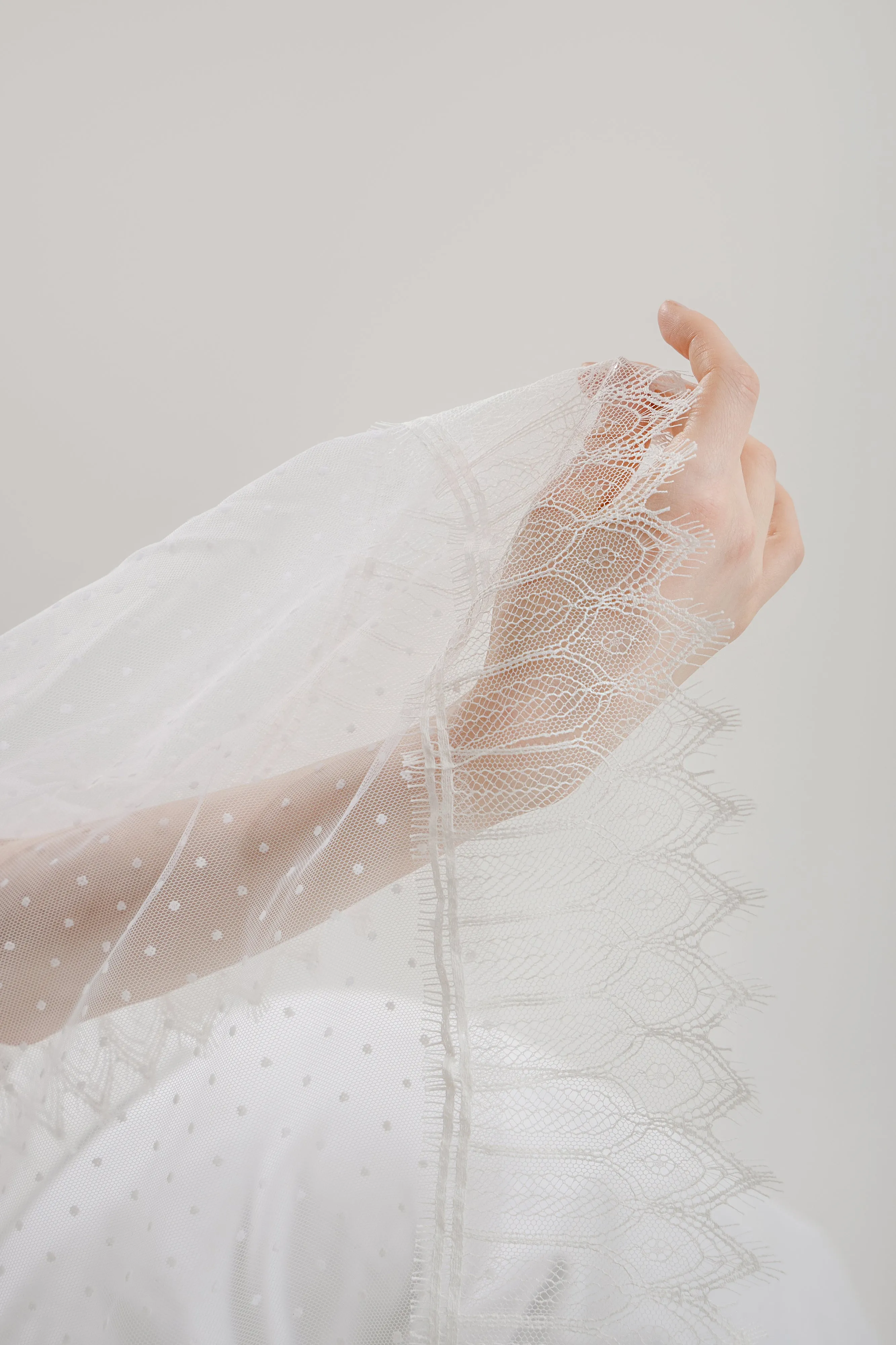 Swiss Dot Lace Trim Veil