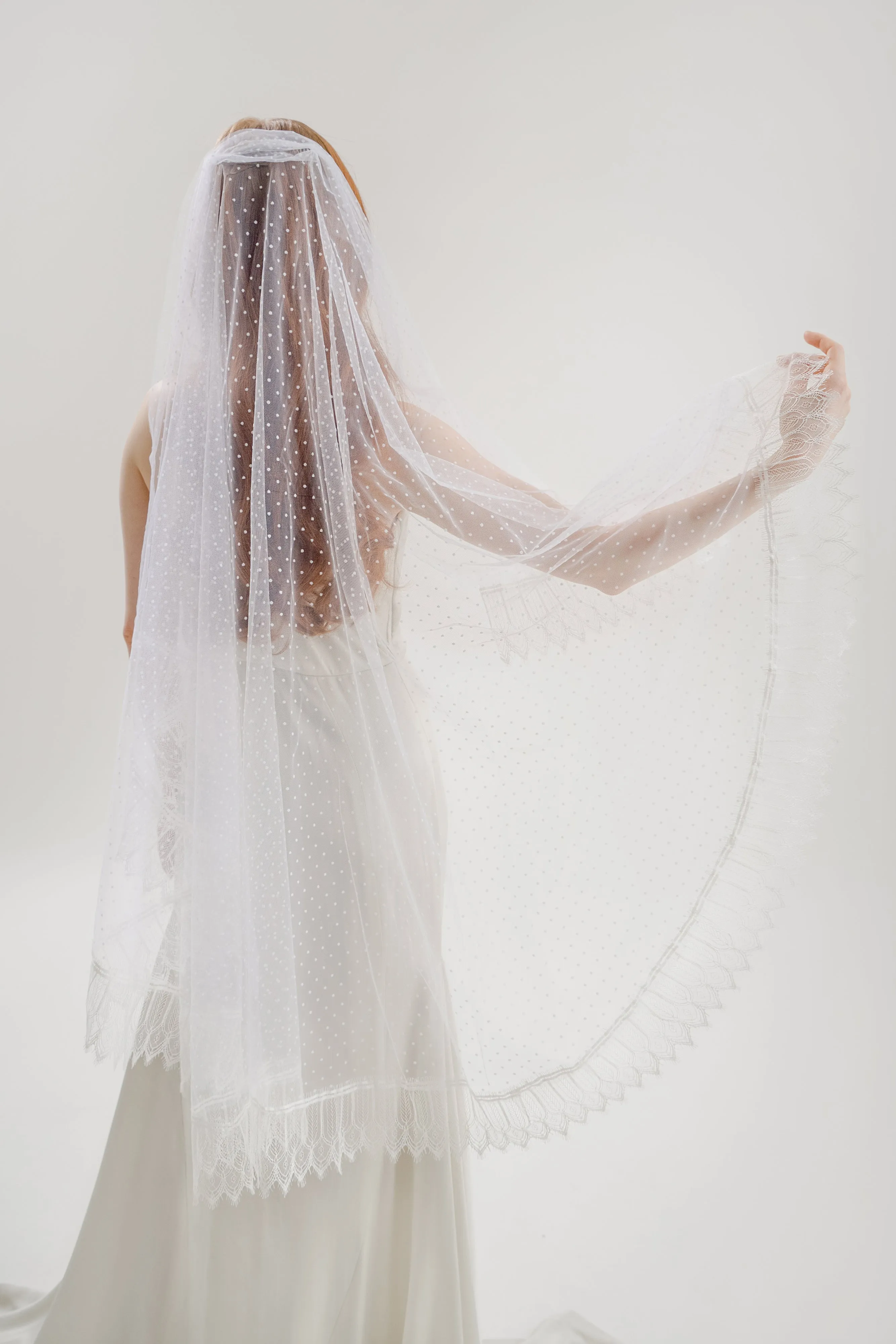 Swiss Dot Lace Trim Veil