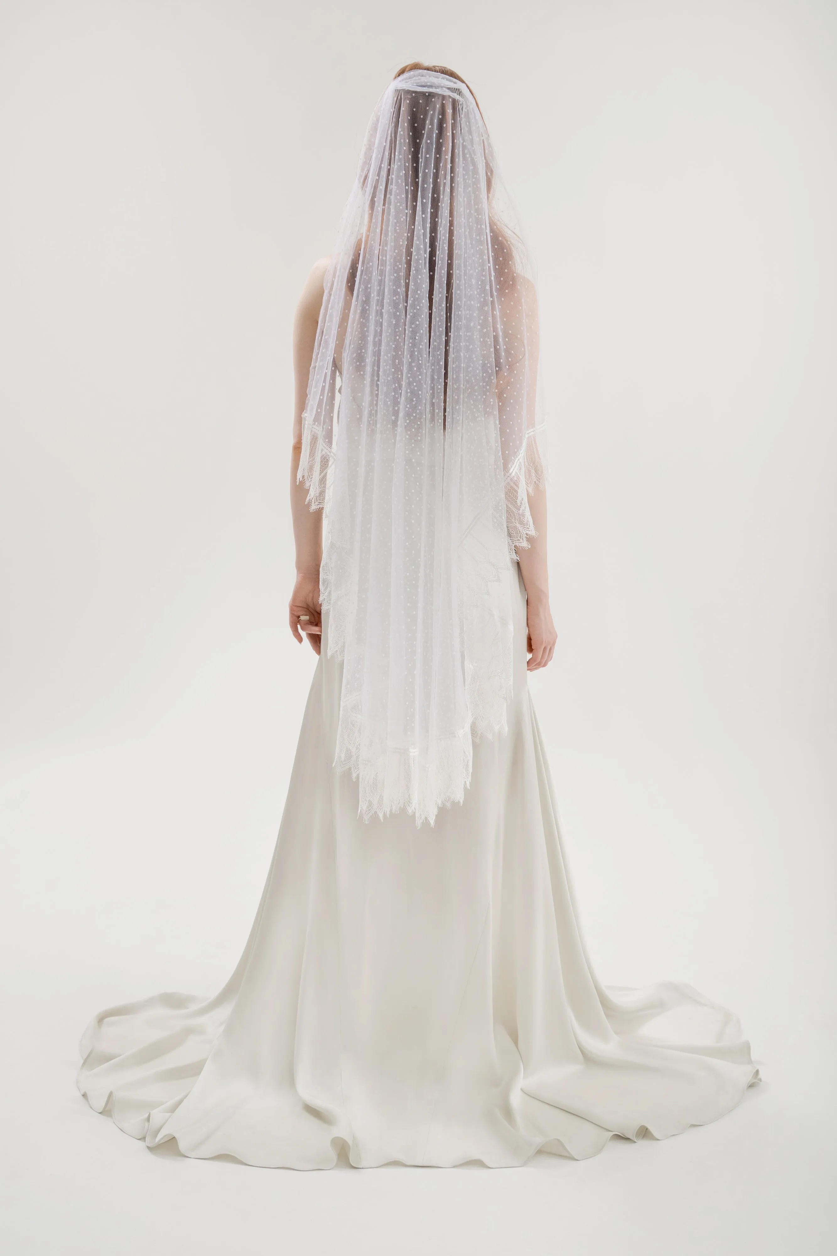Swiss Dot Lace Trim Veil