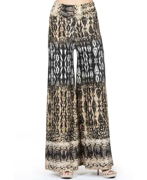 Tan Taupe Brown Black Python Snake Skin Palazzo Pants