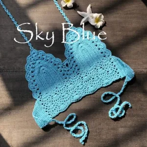 Tank Top Women Summer White Gothic Cropped Tops Sexy Cami  Backless Festival Crochet Knitting Halter Beach Bikini Bra Crop Top