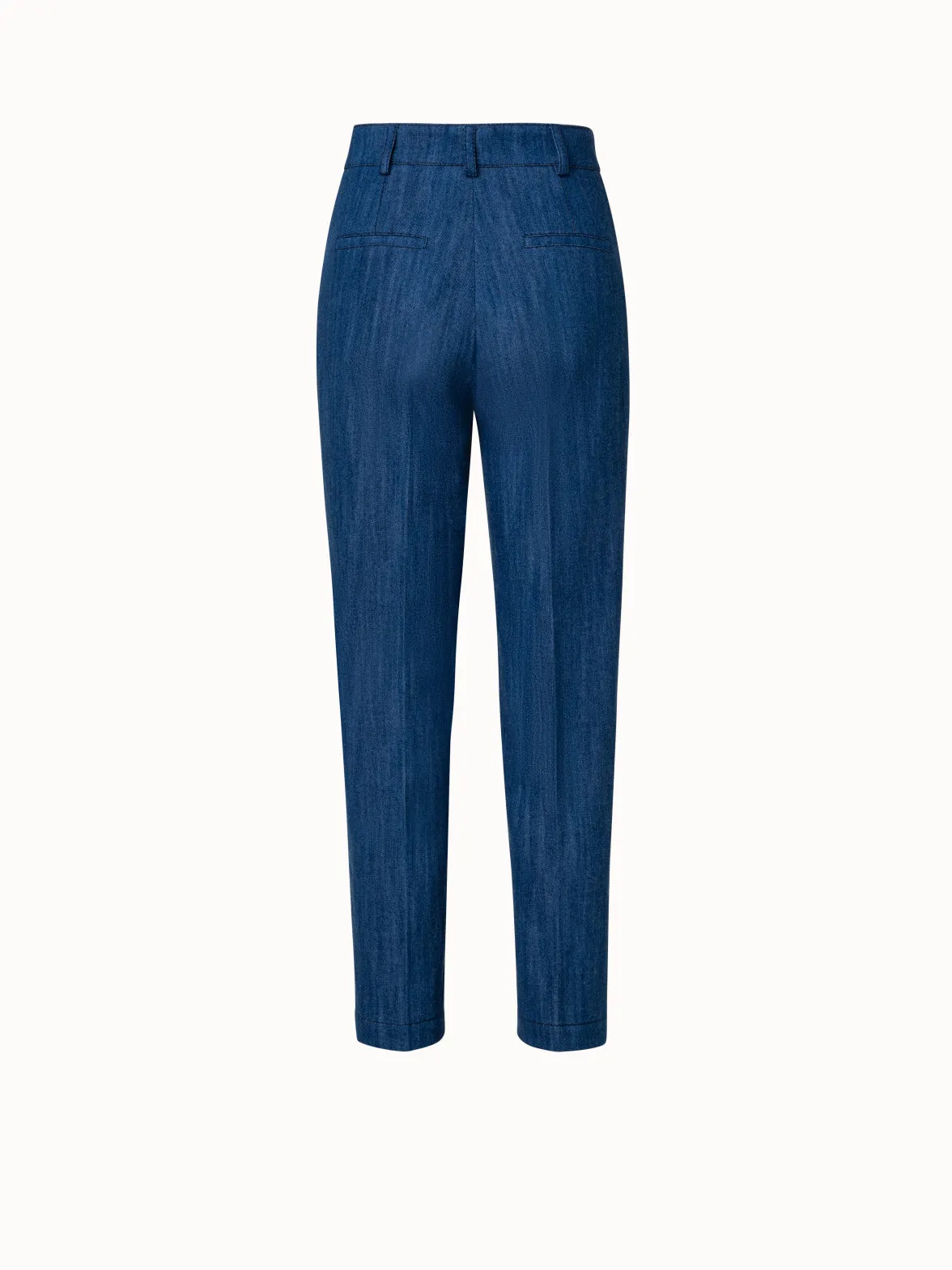 Tapered Cotton Denim Stretch Pants