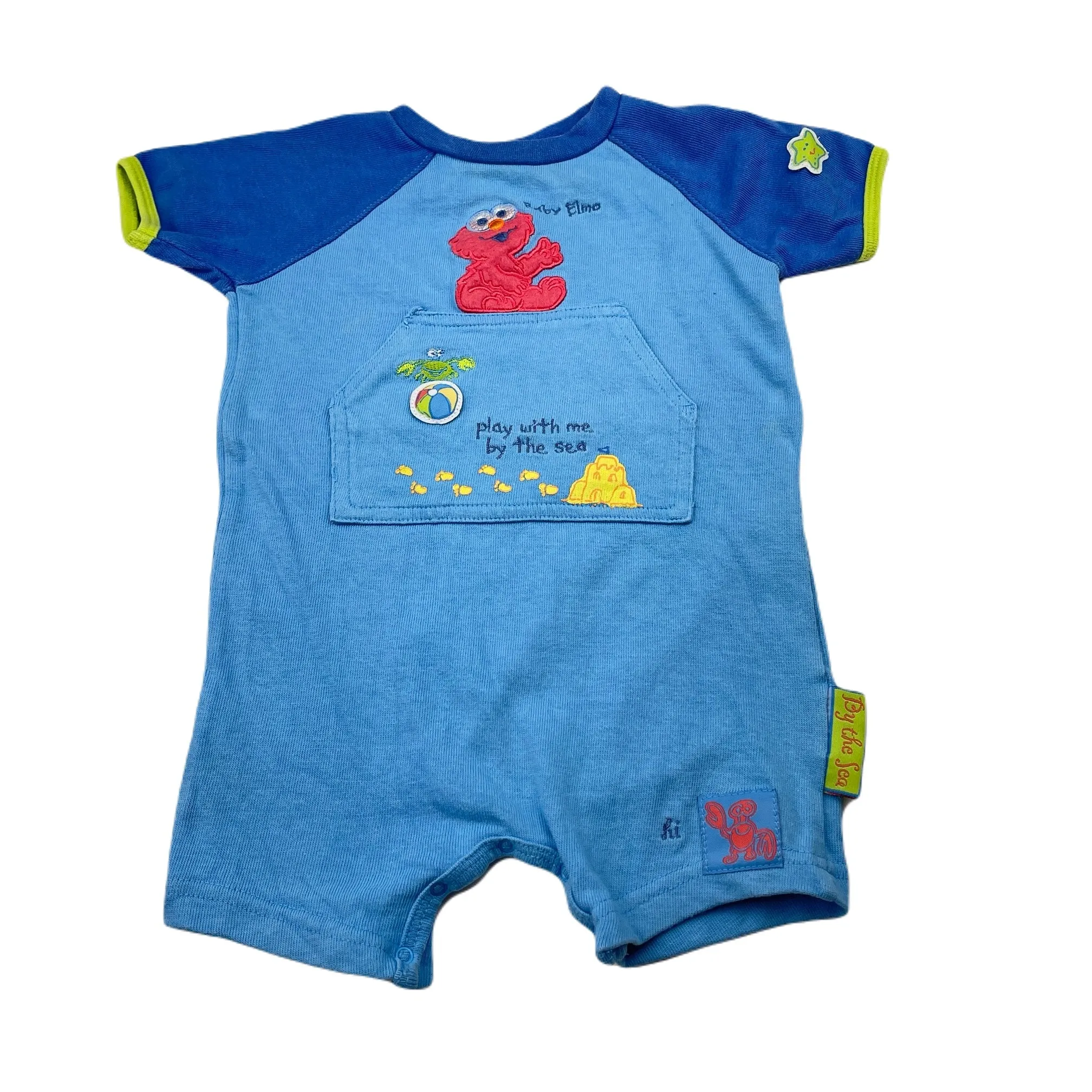 Target vintage Seasame Street Elmo embroidered cotton romper, size 00, Pre-loved