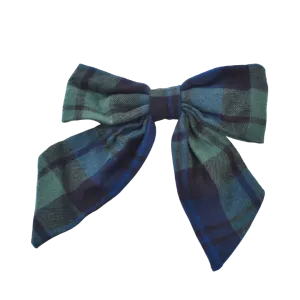 Tartan & Cheer Mini Bow Clip - Evergreen
