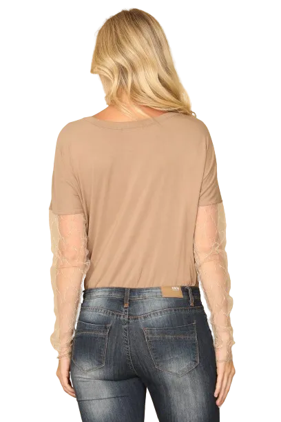 Taupe Arm Lace Bodysuit - Pack of 6