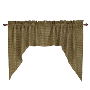 Tea Cabin Green Plaid Swag Curtains