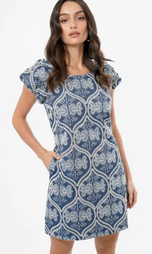 Teagan Embroidered Shift Mini Dress