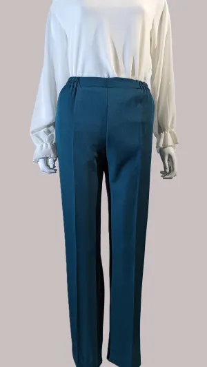 Teal Fully Elasticated Waist Straight Leg Trouser