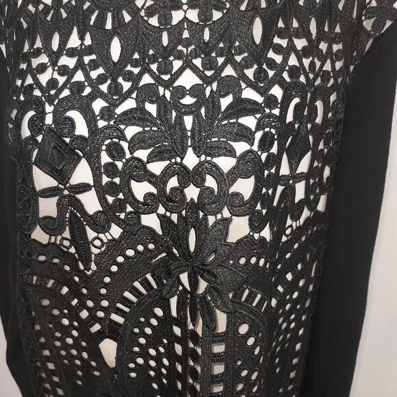 Ted Baker London Silk Blend Anlise Lace Overlay Black Top Size 5 (US 12)