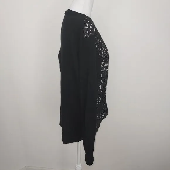 Ted Baker London Silk Blend Anlise Lace Overlay Black Top Size 5 (US 12)