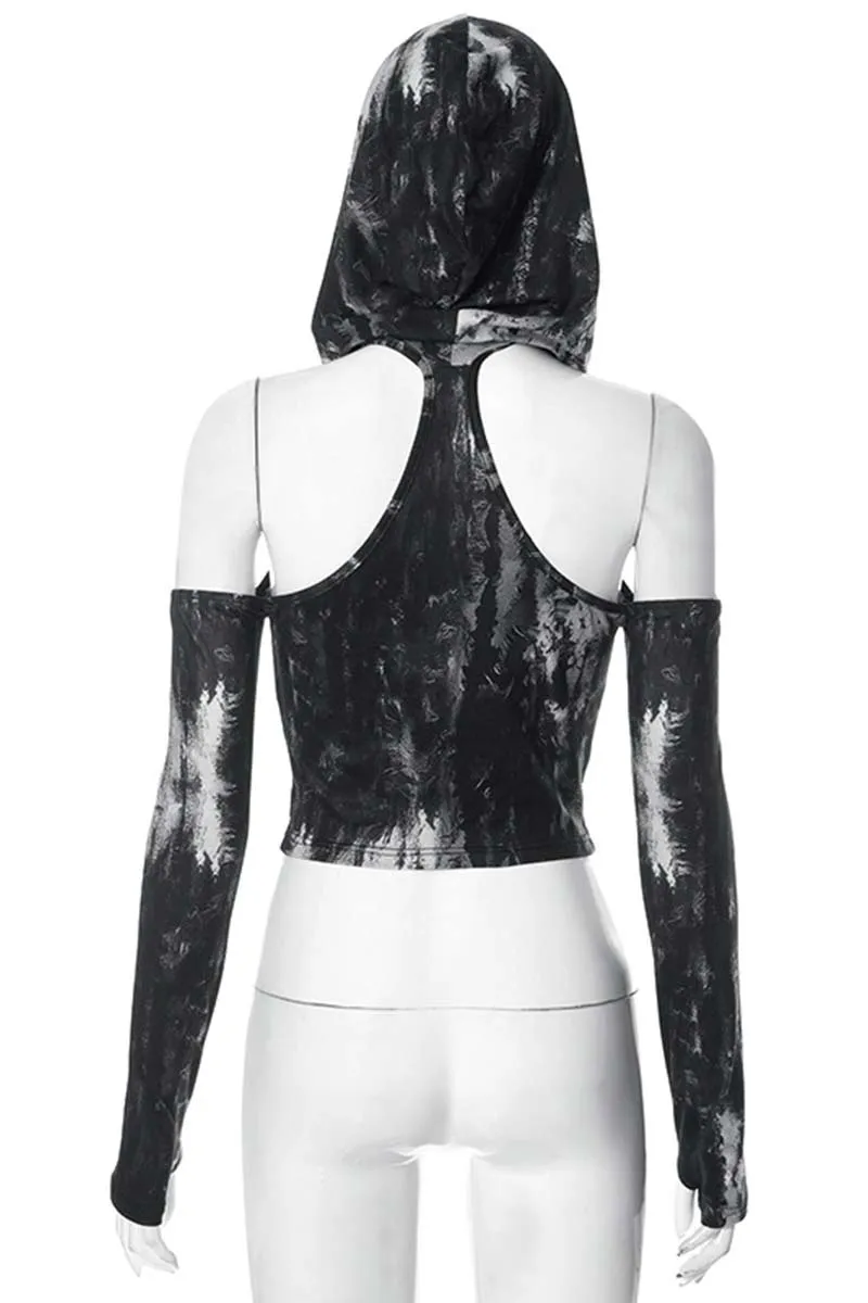 TH681 Off-Shoulder Hood Crop Top