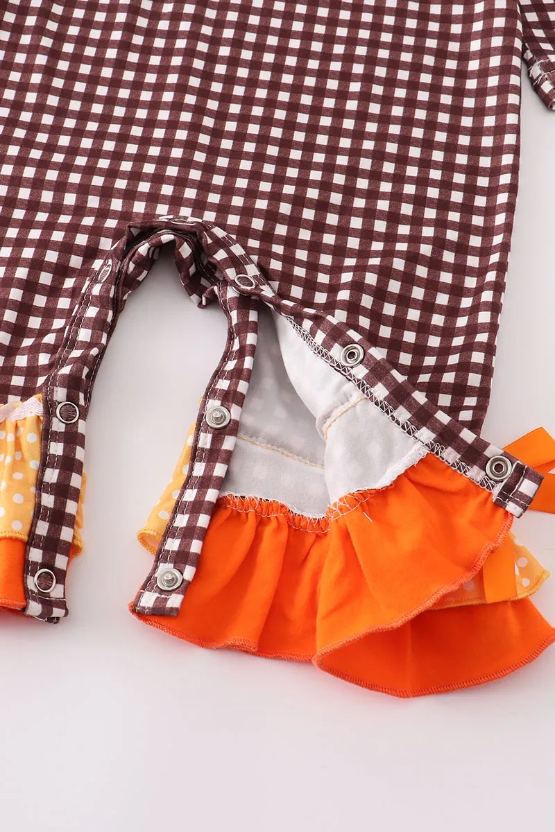 Thaksgiving plaid pumpkin baby romper