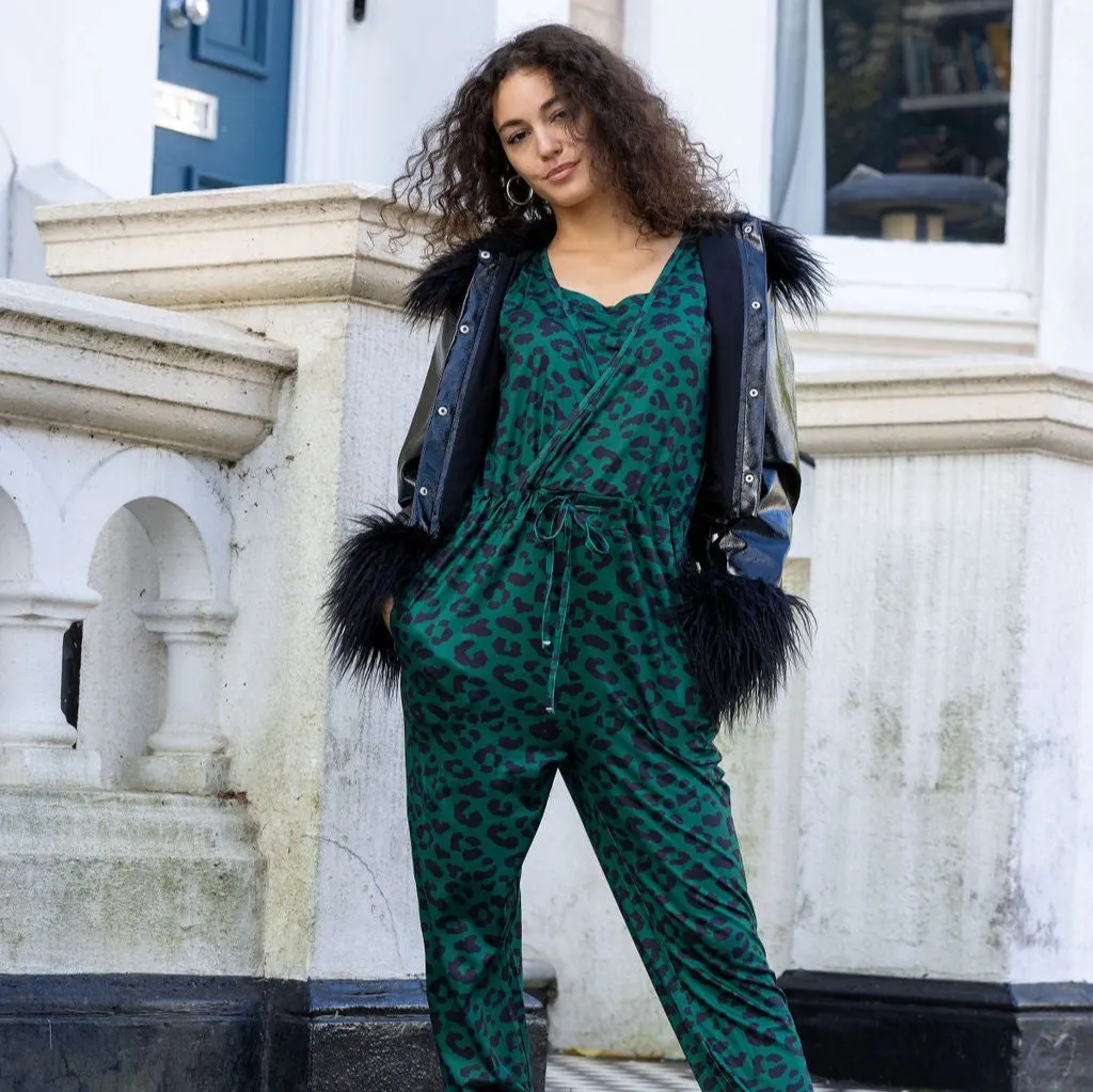 The Breastfeeding Jumpsuit - Grace Green Leopard