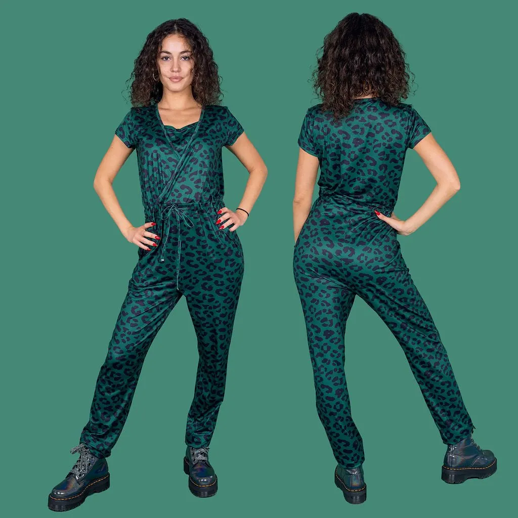 The Breastfeeding Jumpsuit - Grace Green Leopard