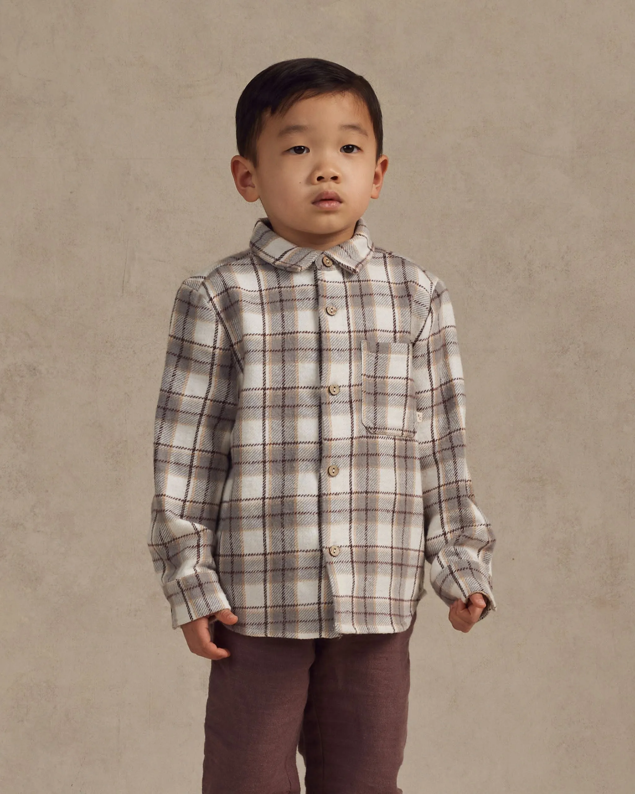 The Collared Long Sleeve Shirt by Rylee   Cru - Blue Flannel - KIDS