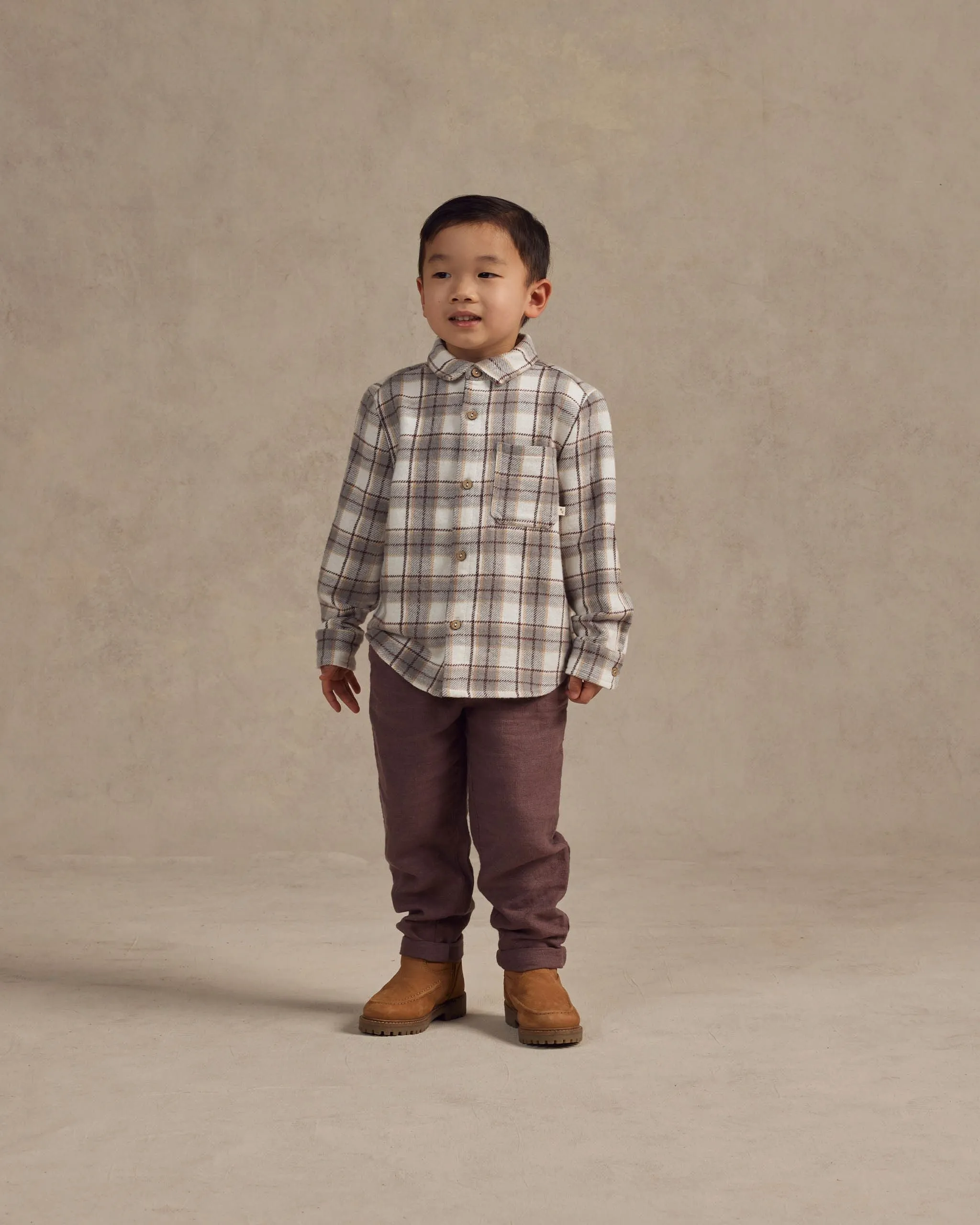The Collared Long Sleeve Shirt by Rylee   Cru - Blue Flannel - KIDS