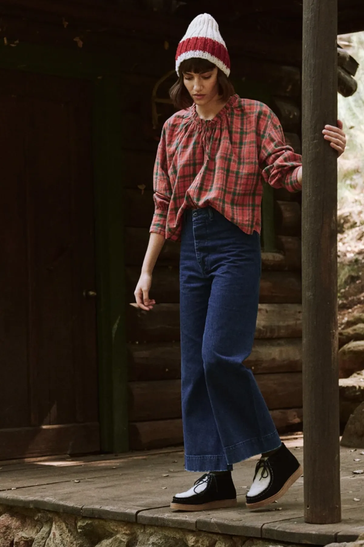 The Forage Top in Holly Plaid