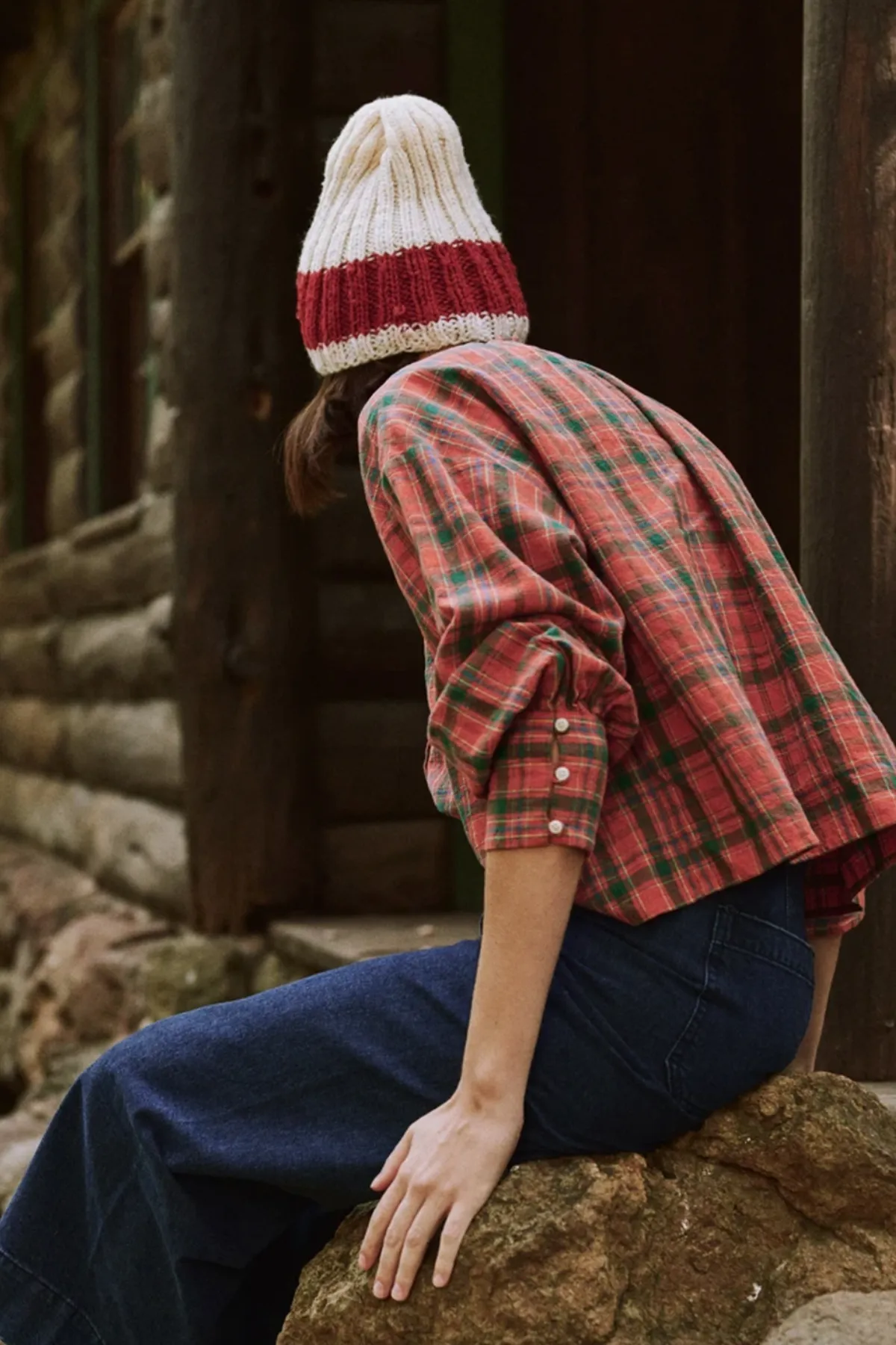 The Forage Top in Holly Plaid