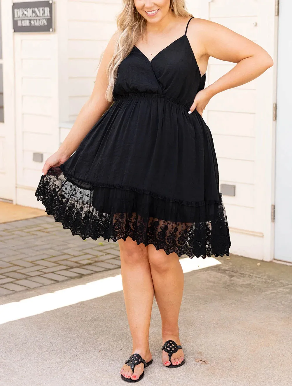 The Kathleen Lace Hem Dress - PLUS