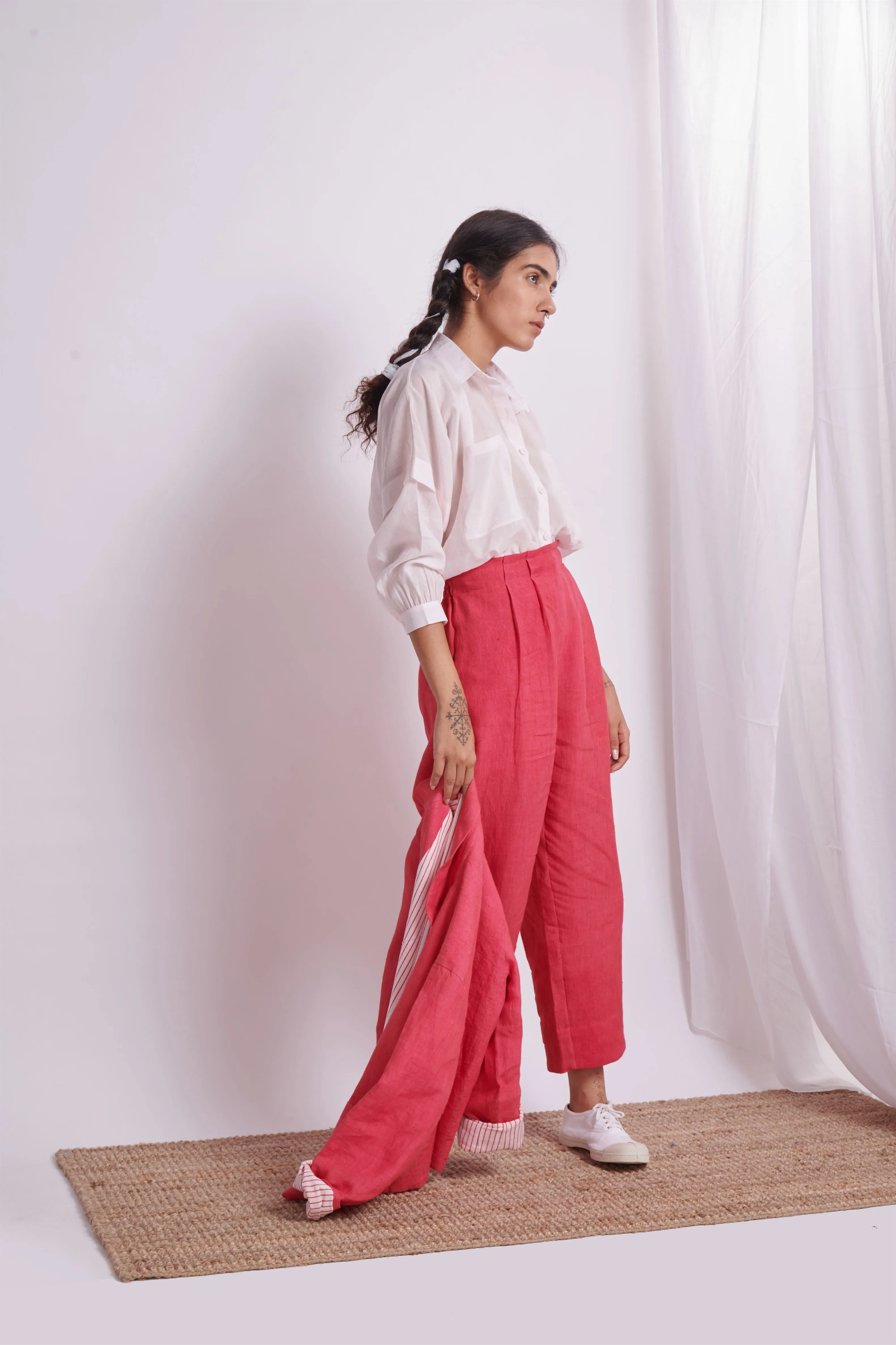 The Plavate I Gorodok Letâ€™s not go anywhere Co- ord Set Linen Raspberry Daily Collection AW22-27