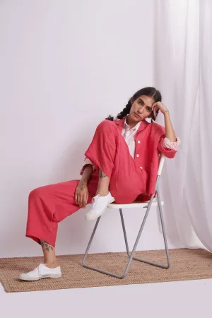 The Plavate I Gorodok Letâ€™s not go anywhere Co- ord Set Linen Raspberry Daily Collection AW22-27
