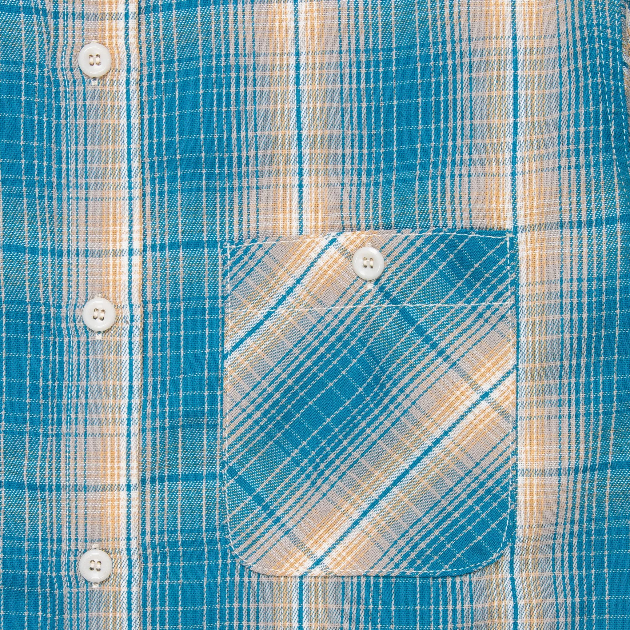 The Real McCoy's 8HU Ombre Check Summer Flannel Shirt Turquoise
