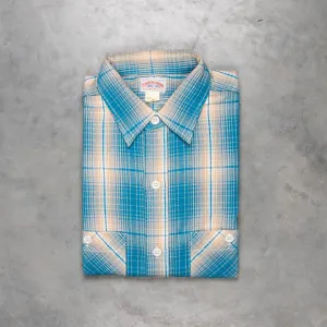 The Real McCoy's 8HU Ombre Check Summer Flannel Shirt Turquoise