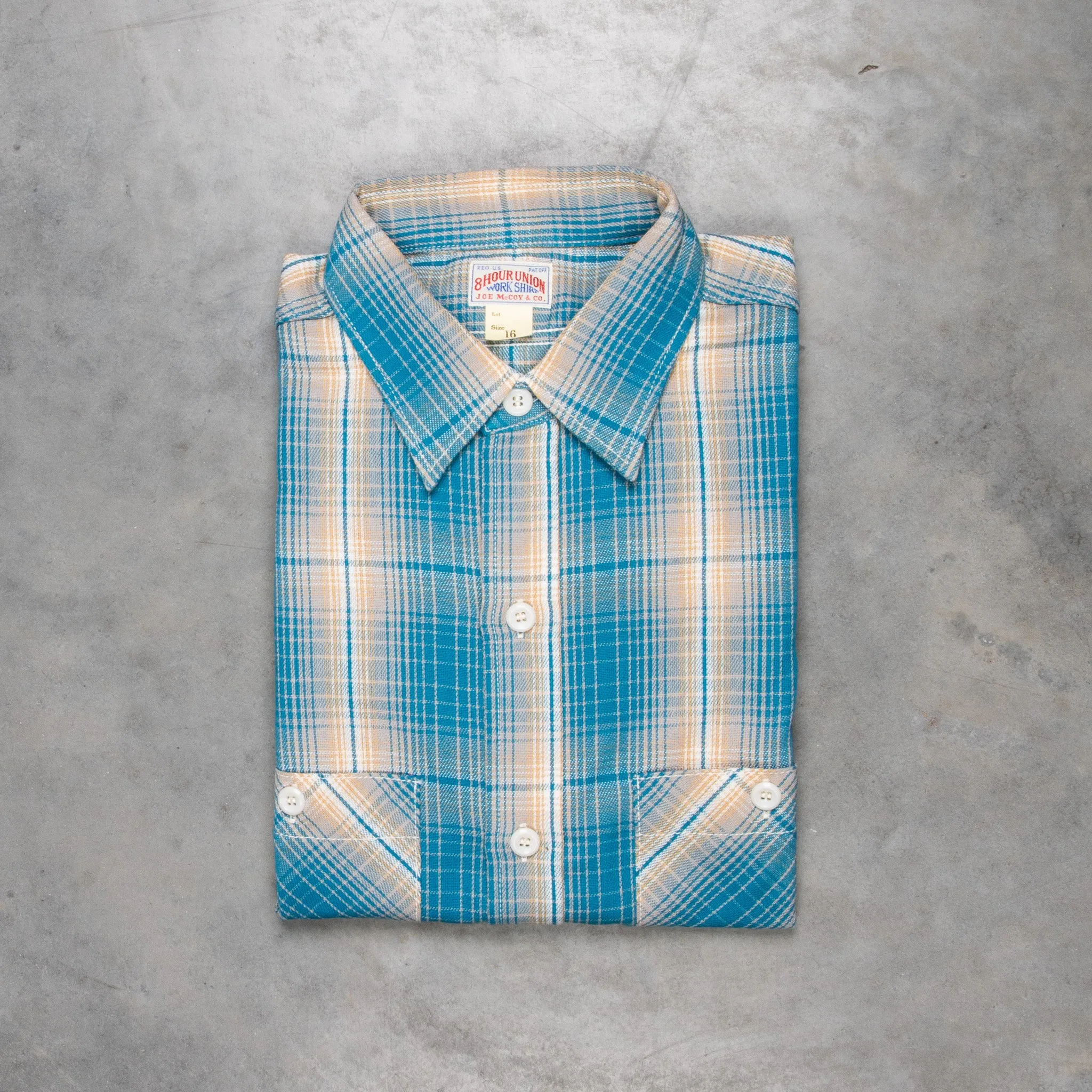 The Real McCoy's 8HU Ombre Check Summer Flannel Shirt Turquoise