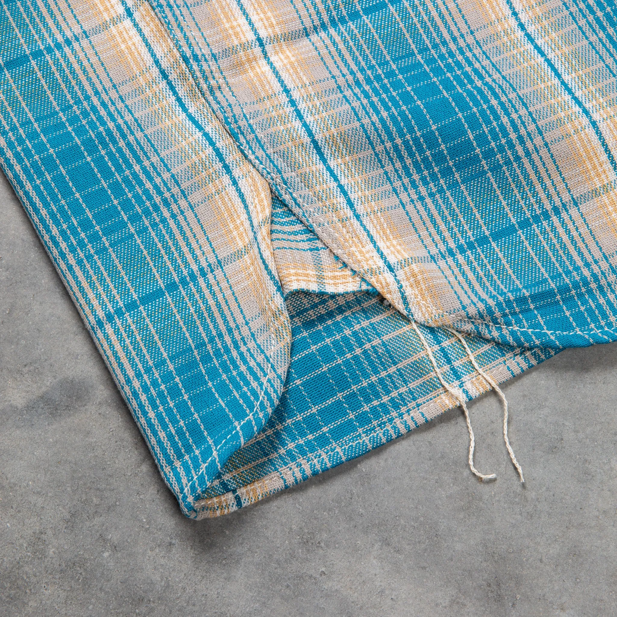The Real McCoy's 8HU Ombre Check Summer Flannel Shirt Turquoise